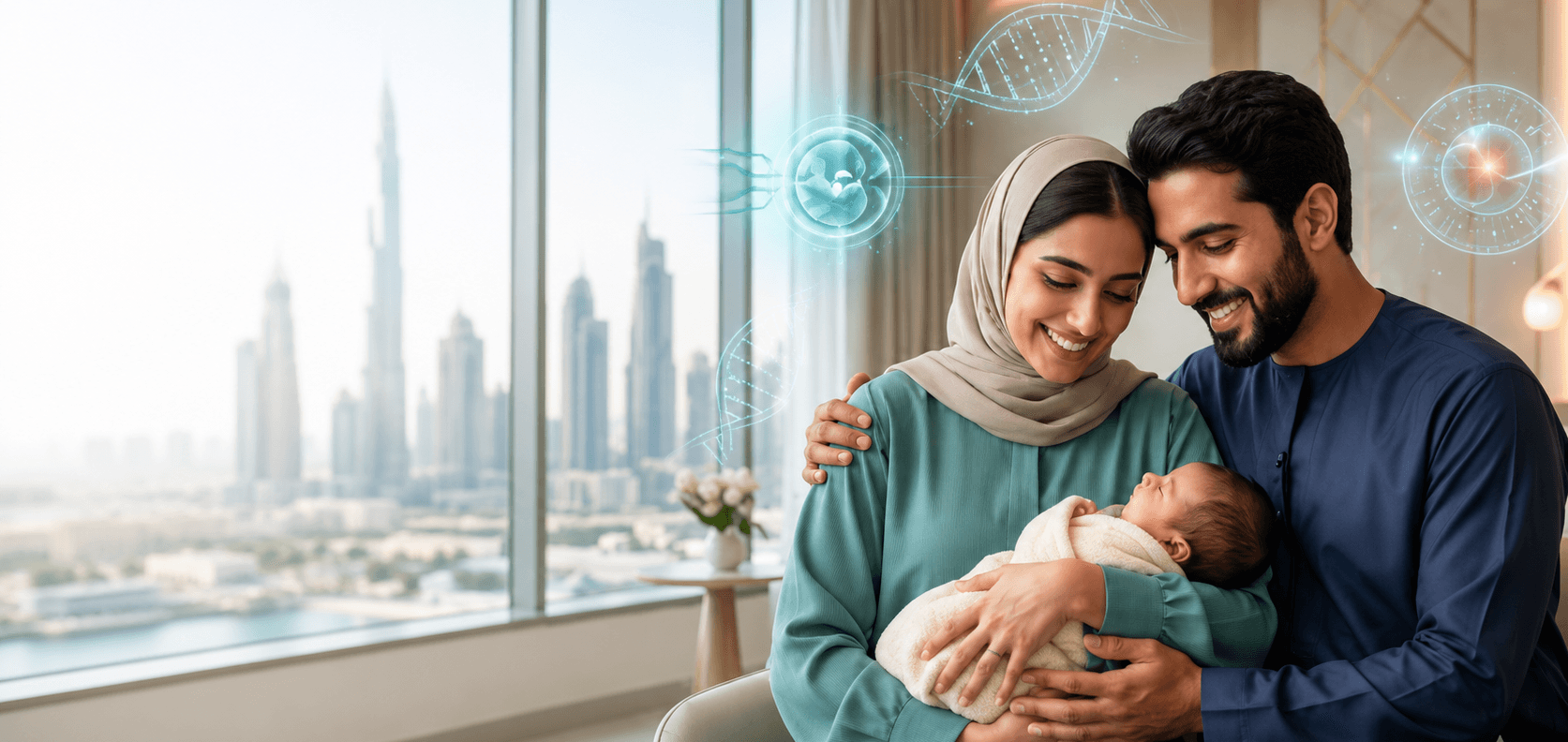 Happy family with newborn